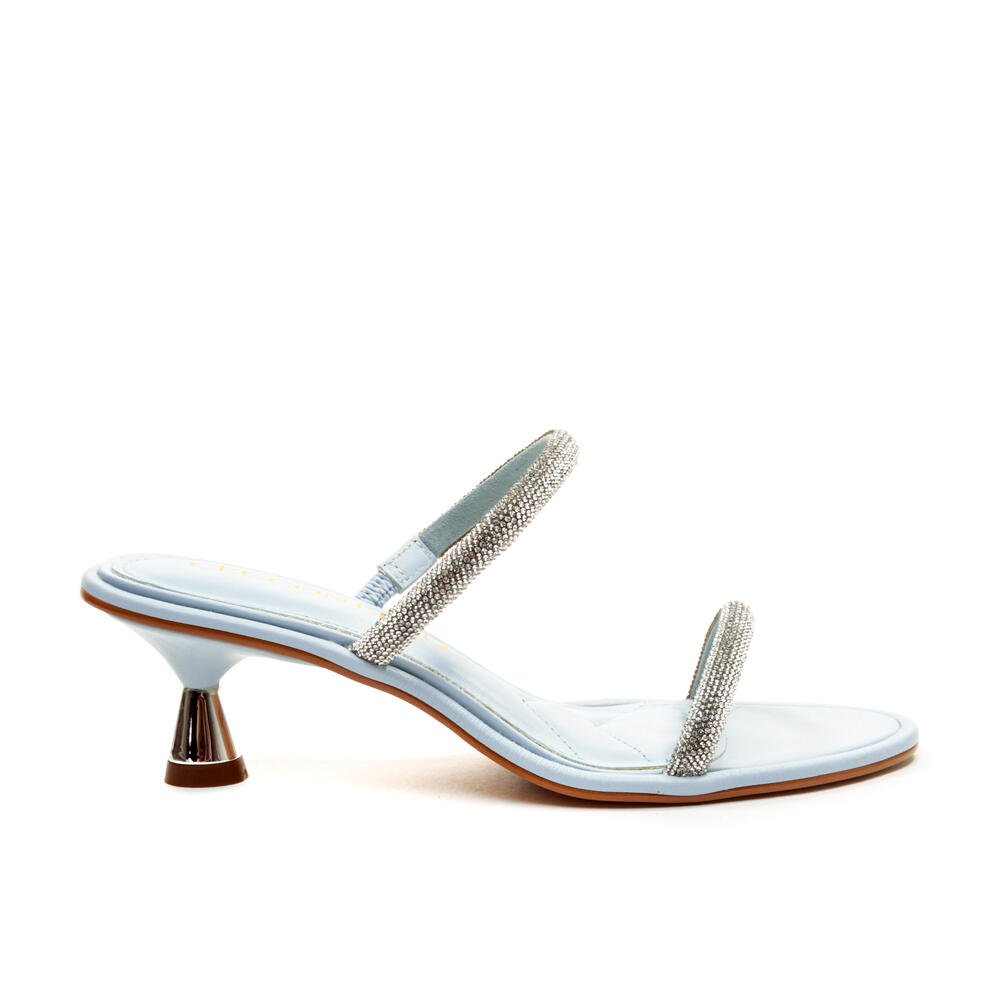 Tamanco Couro Azul Salto Baixo Cecconello 2600001-2