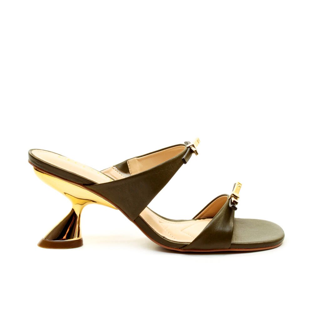 Tamanco Couro Verde Salto Médio Cecconello 2692001-2