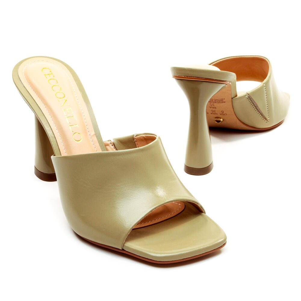 Tamanco Couro Verde Salto Alto Cecconello 2693002-3 Verde 5