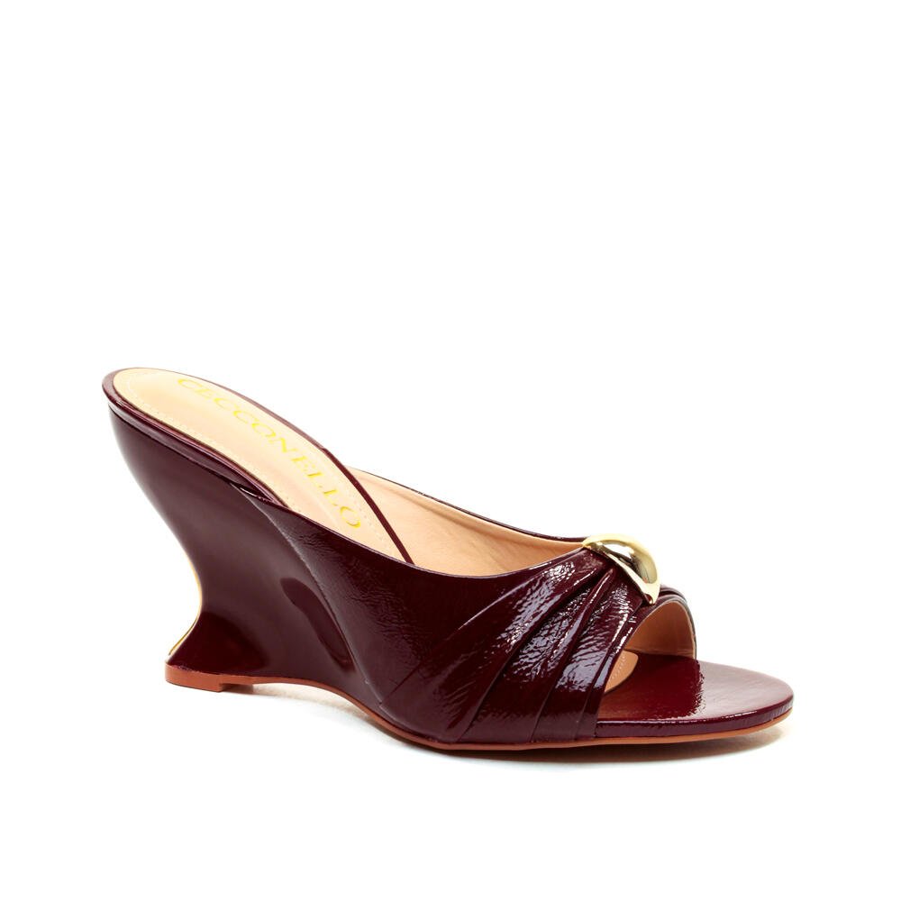 Tamanco Couro Bordô Salto Alto Cecconello 2697001-1 Bordô 3
