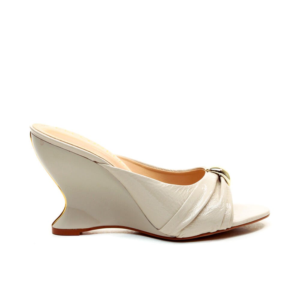 Tamanco Couro Off White Salto Alto Cecconello 2697001-2