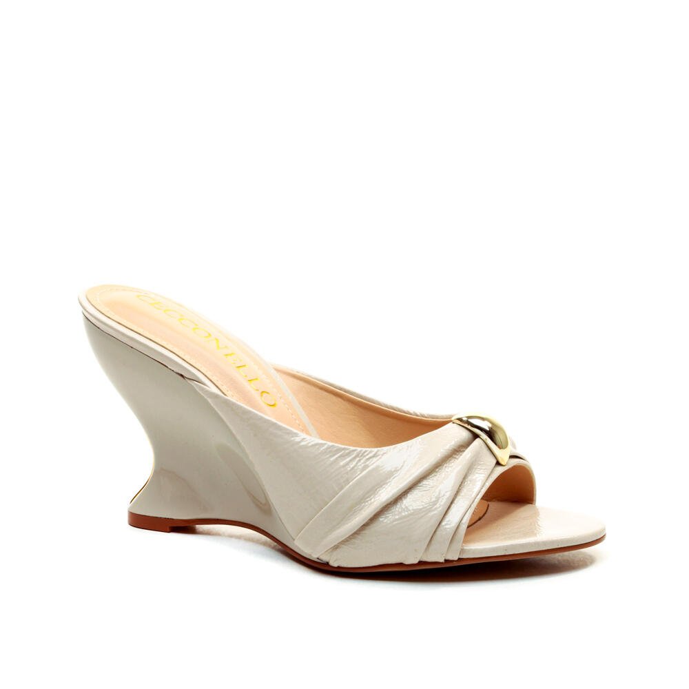 Tamanco Couro Off White Salto Alto Cecconello 2697001-2 Off White 3