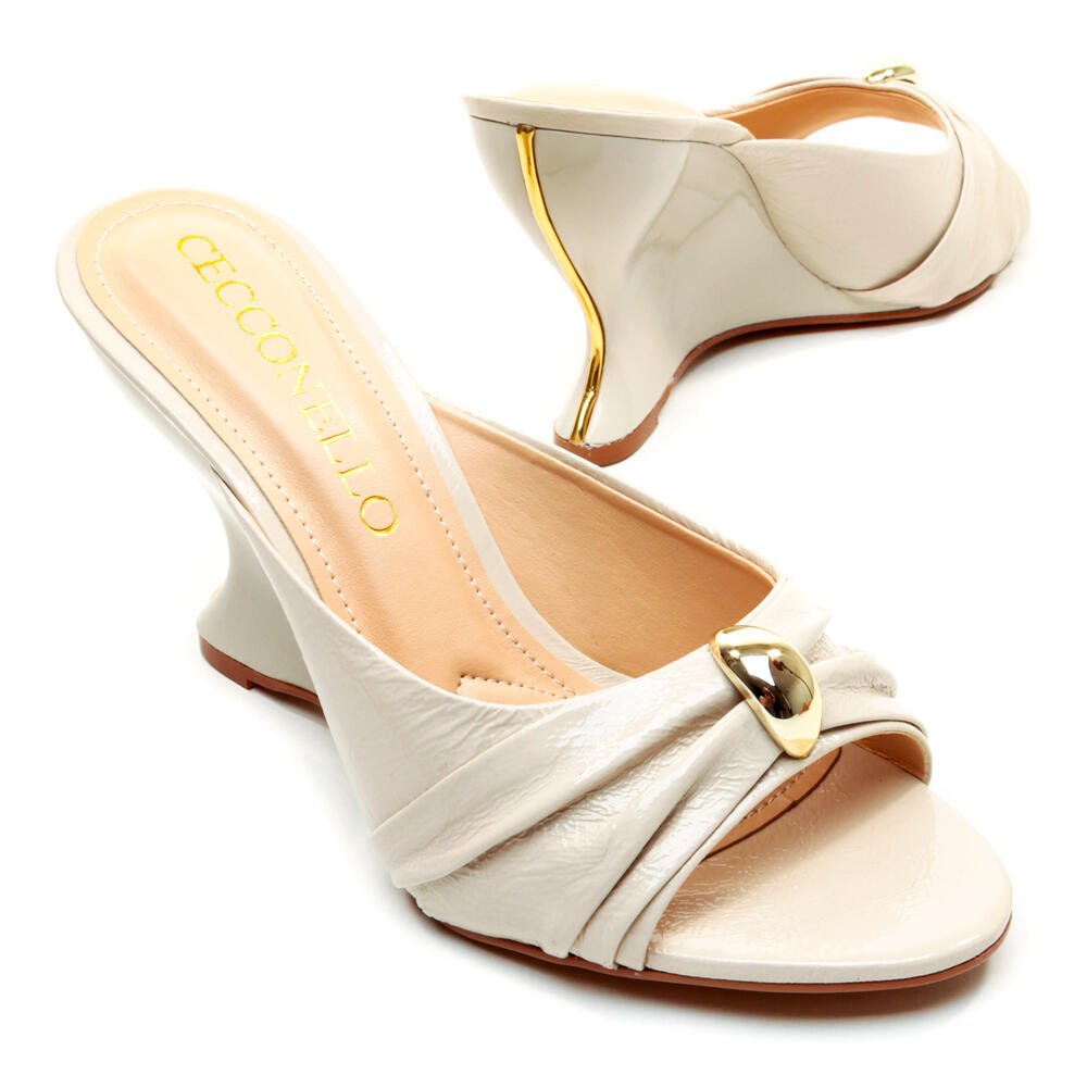 Tamanco Couro Off White Salto Alto Cecconello 2697001-2 Off White 5