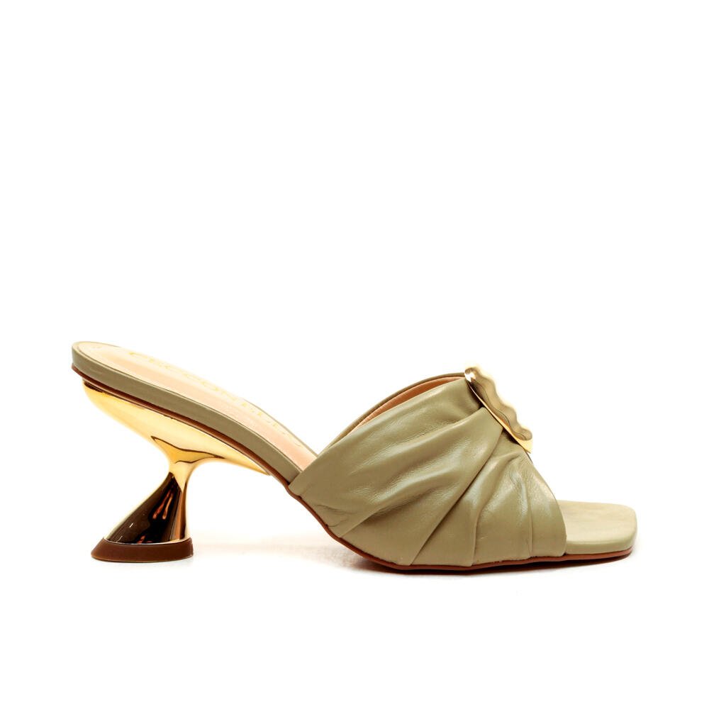 Tamanco Couro Verde Salto MÉdio Cecconello 2656003-1