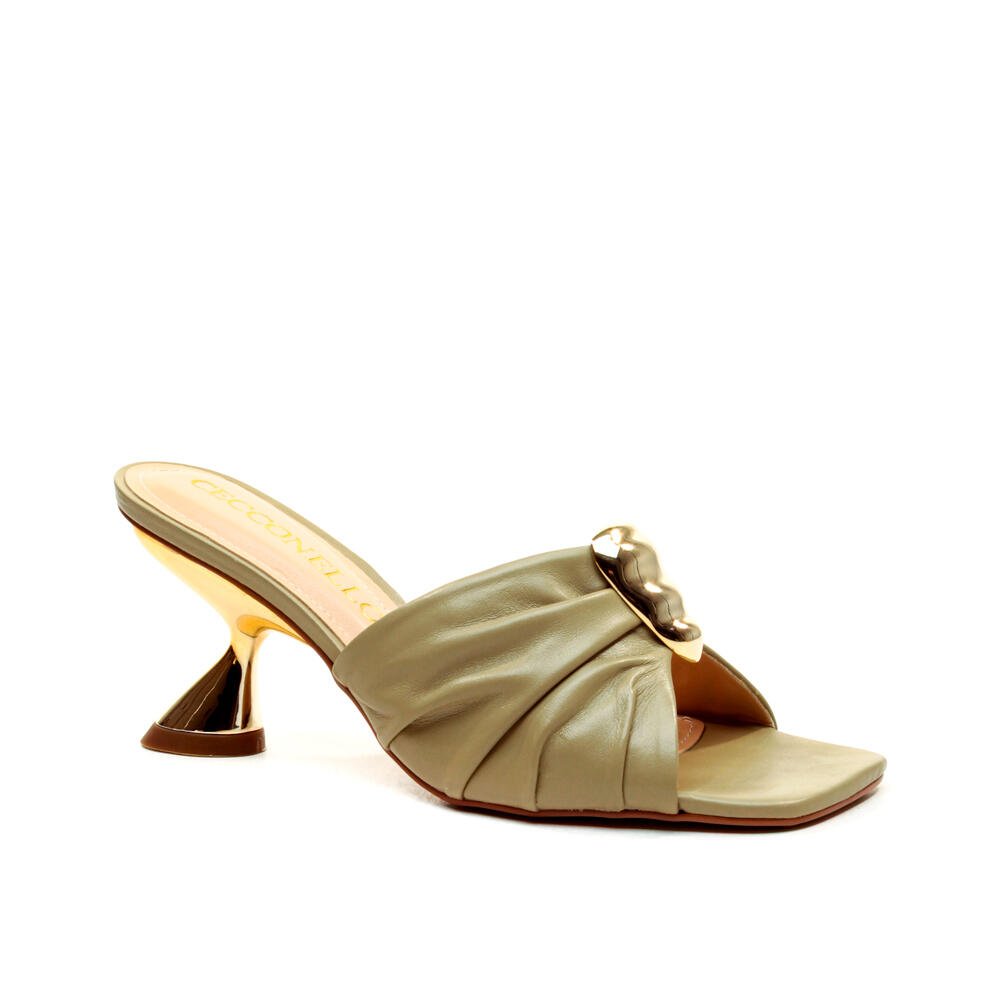 Tamanco Couro Verde Salto MÉdio Cecconello 2656003-1 Verde 3