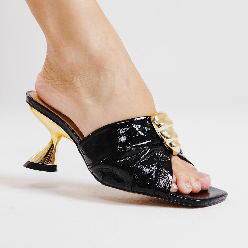 Tamanco Couro Preto Salto Médio Cecconello 2656003-2 Preto 2