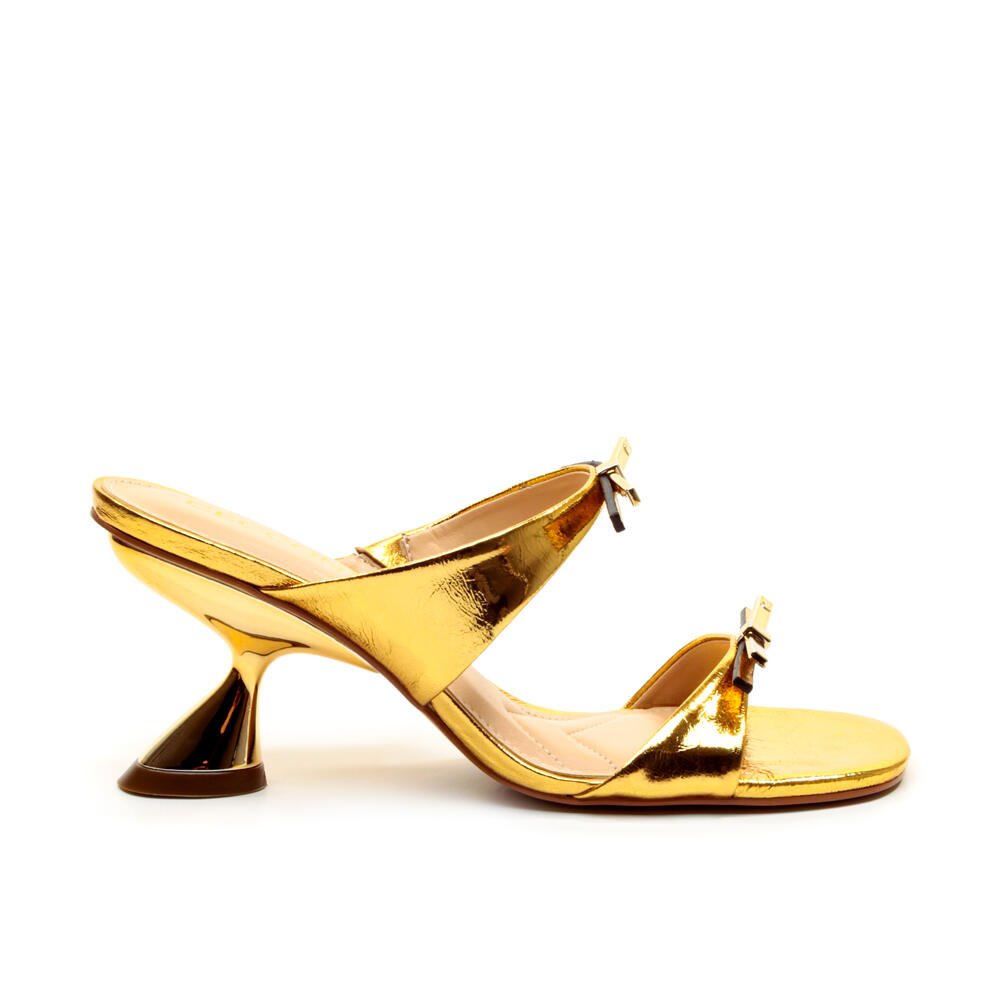 Tamanco Couro Ouro Salto MÉdio Cecconello 2692001-1