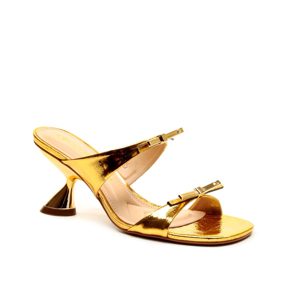 Tamanco Couro Ouro Salto MÉdio Cecconello 2692001-1 Ouro 3