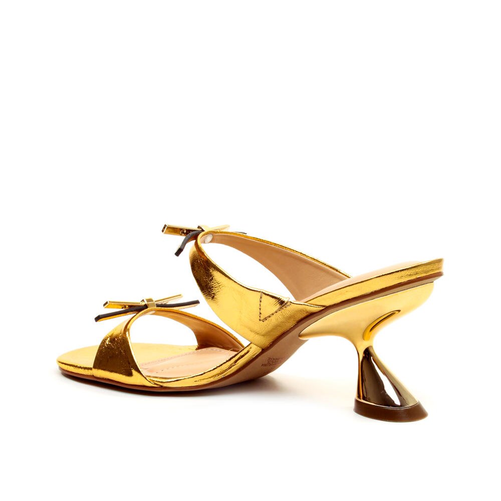 Tamanco Couro Ouro Salto MÉdio Cecconello 2692001-1 Ouro 4