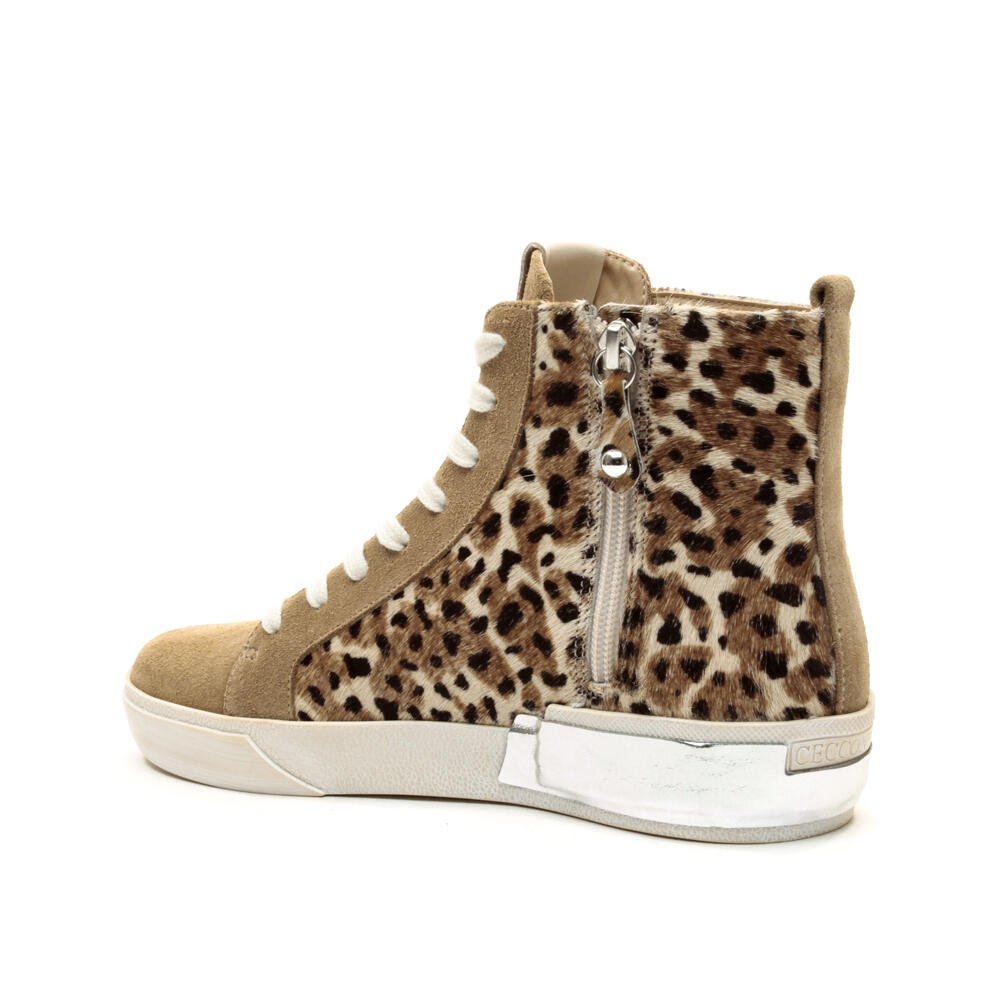 TÊNis Couro Marrom Cano Alto Cecconello 2618004-4 Marrom/Onça 4