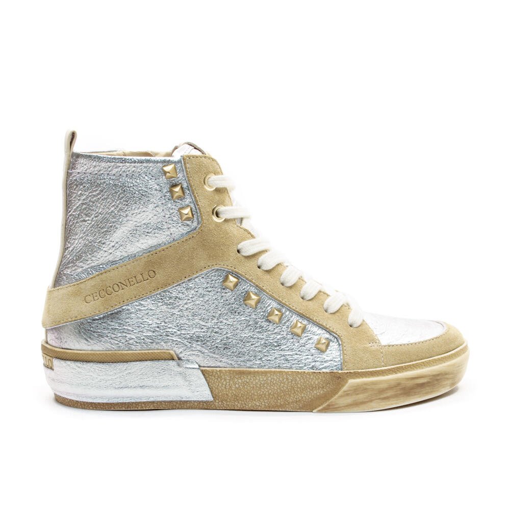 TÊNis Couro Prata Cano Alto Cecconello 2618005-2