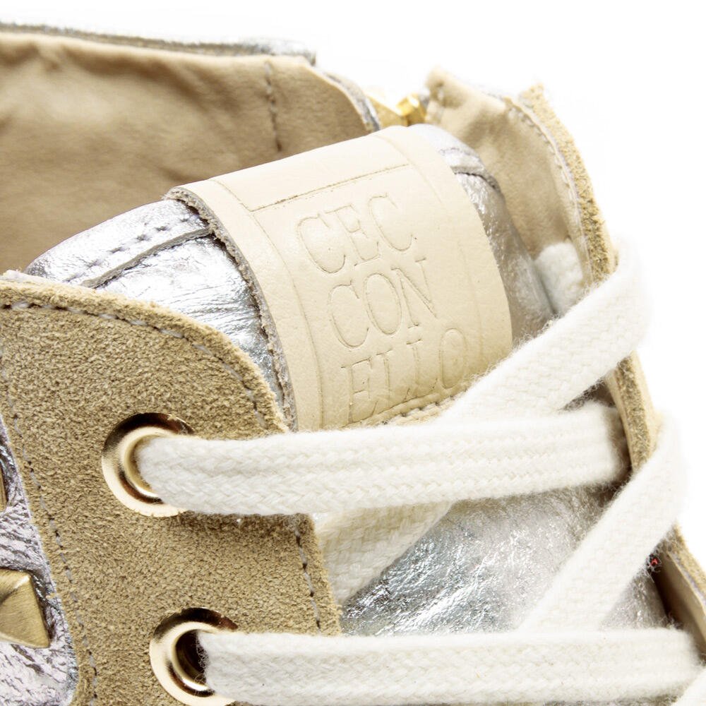 TÊNis Couro Prata Cano Alto Cecconello 2618005-2 Prata/Bege 5