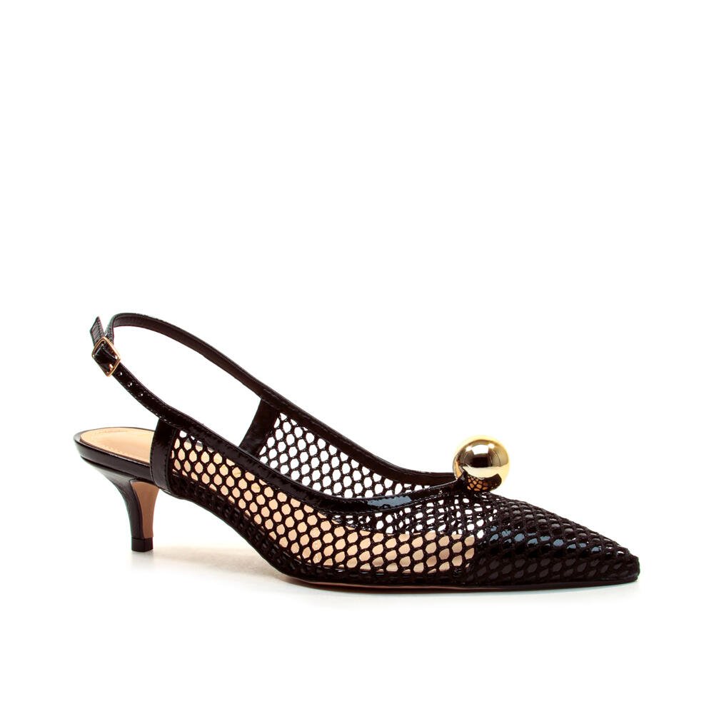 Slingback Couro Preto Salto Baixo Cecconello 2716004-1 Preto 3