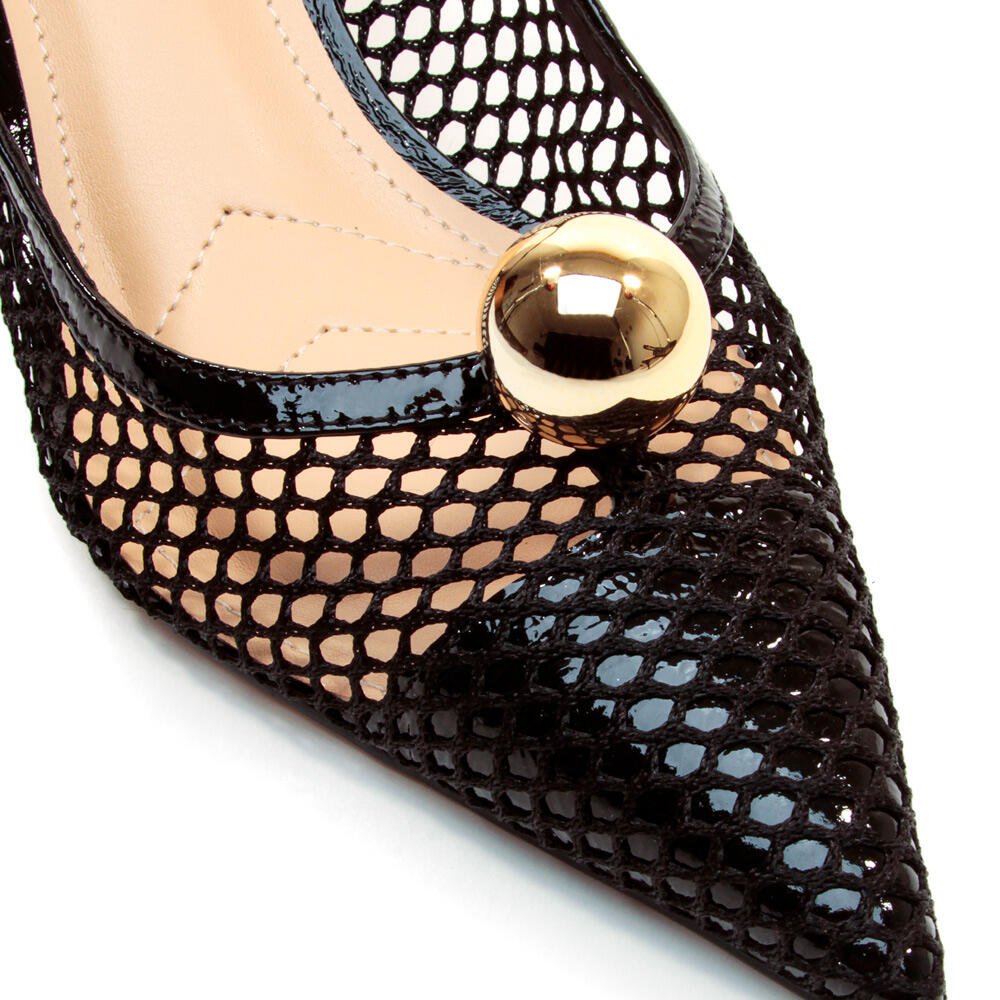 Slingback Couro Preto Salto Baixo Cecconello 2716004-1 Preto 5