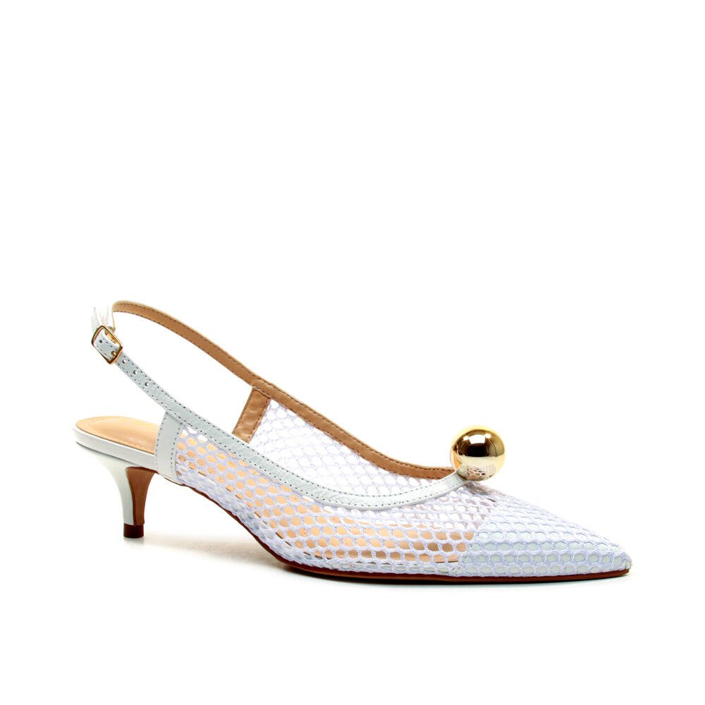 Slingback Couro Branco Salto Baixo Cecconello 2716004-2 Branco 3