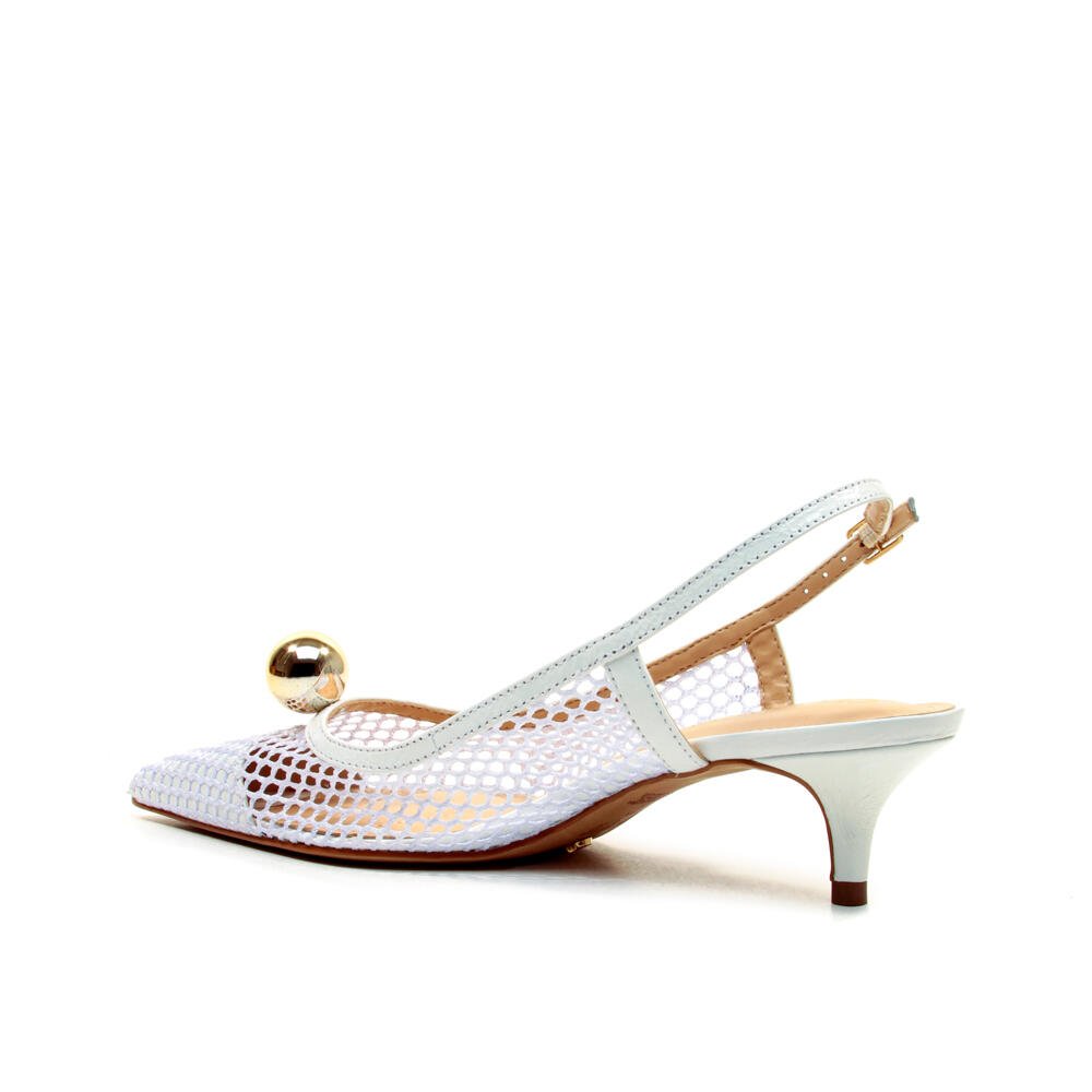 Slingback Couro Branco Salto Baixo Cecconello 2716004-2 Branco 4