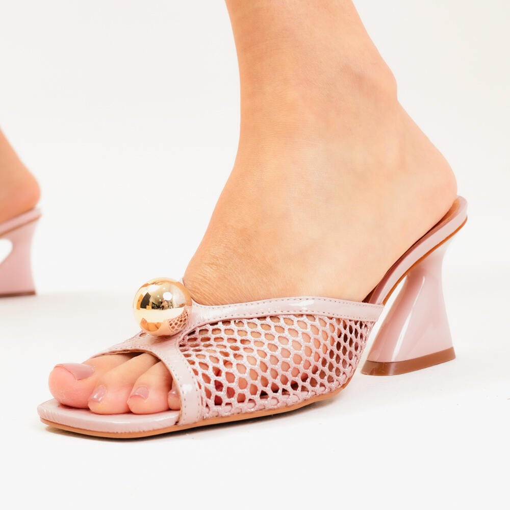 Tamanco Couro Rosa Salto Médio Cecconello 2772002-3 Rosa 2