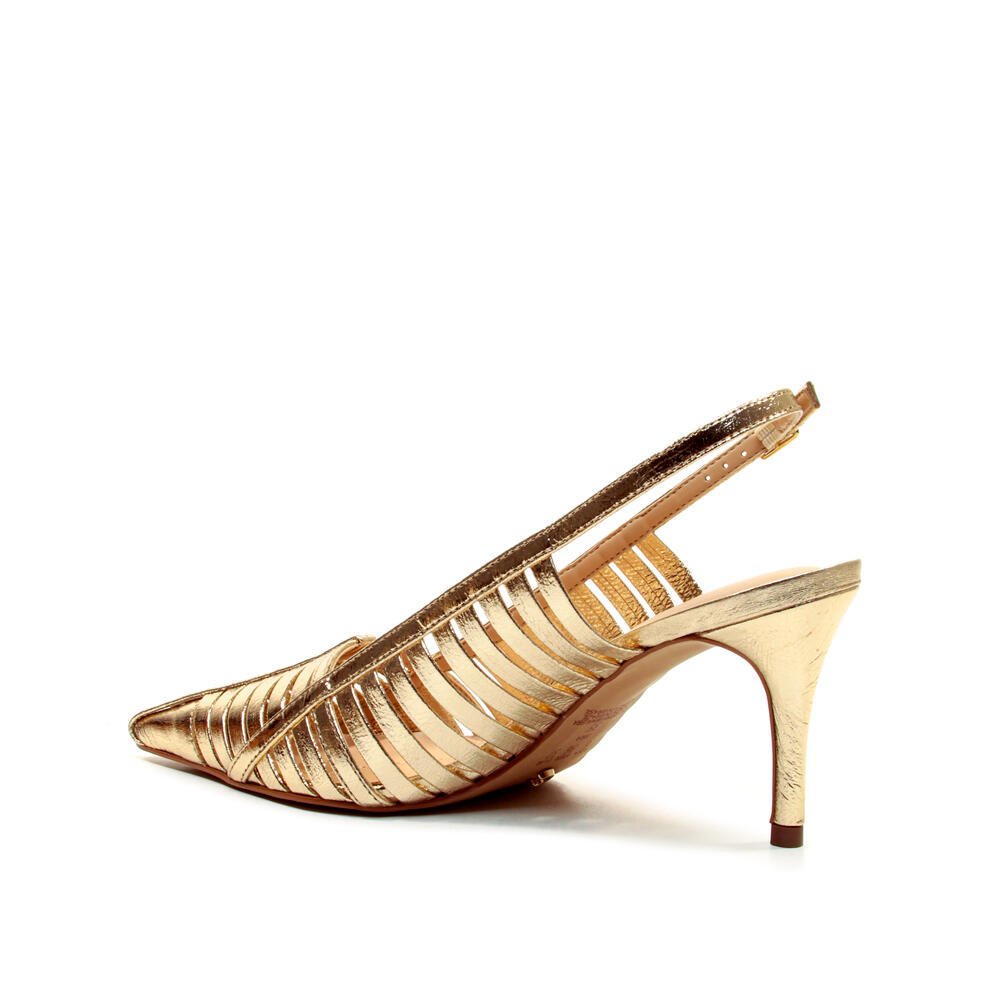 Slingback Couro Ouro Light Salto Médio Cecconello 2717005-2 Ouro Light 4