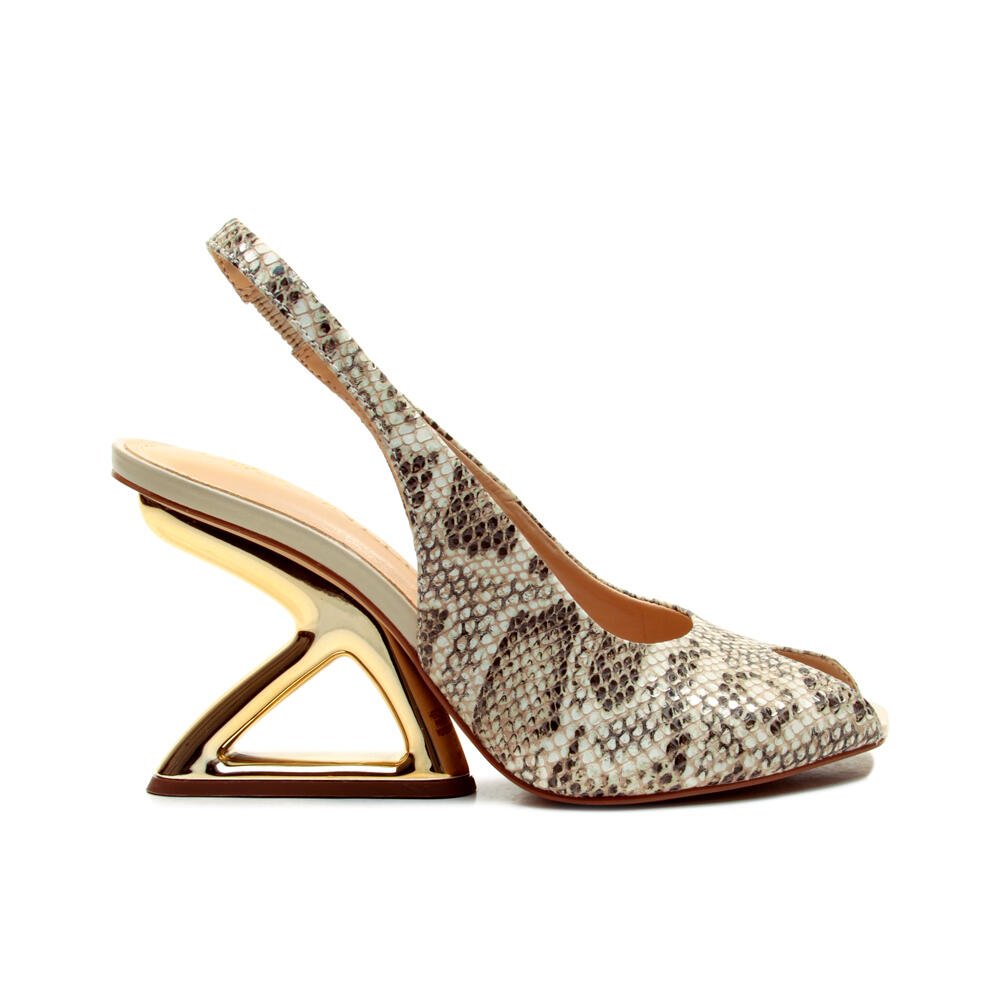 Slingback Peep Toe Couro Off White Cecconello 2773001-1