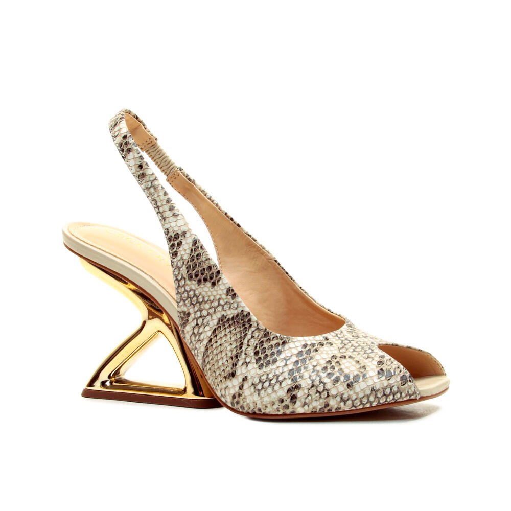Slingback Peep Toe Couro Off White Cecconello 2773001-1 Off White 3