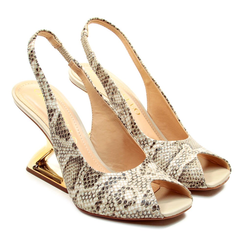 Slingback Peep Toe Couro Off White Cecconello 2773001-1 Off White 5
