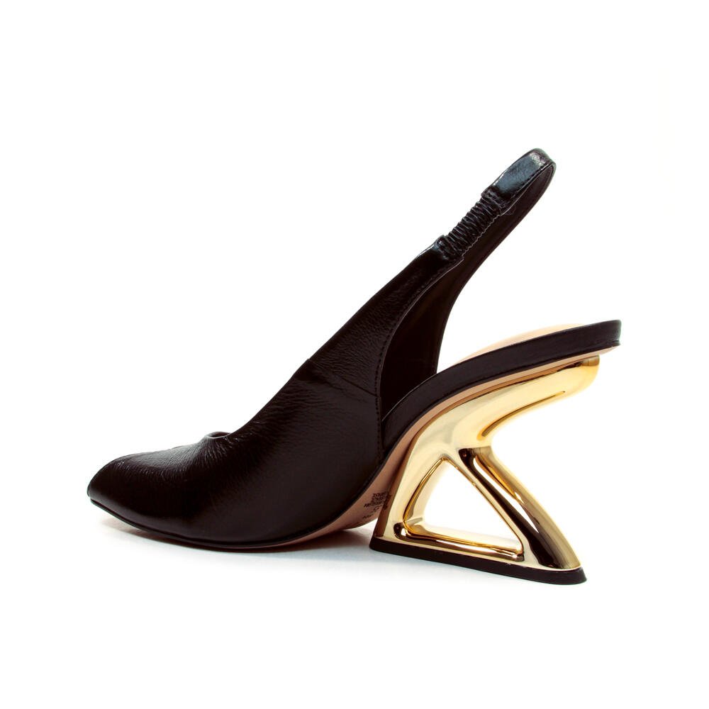 Slingback Peep Toe Couro Preto Cecconello 2773001-2 Preto 4