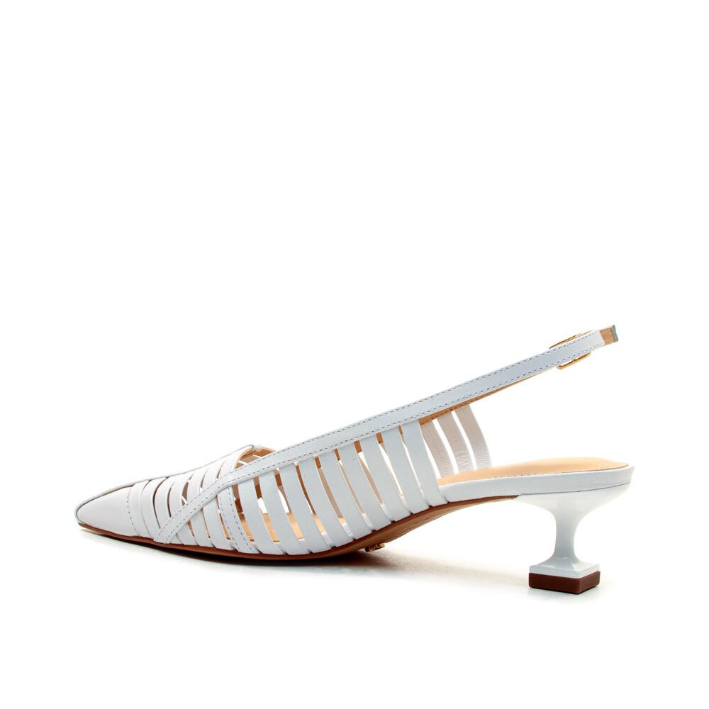 Slingback Couro Branco Salto Baixo Cecconello 2777001-3 Branco 3
