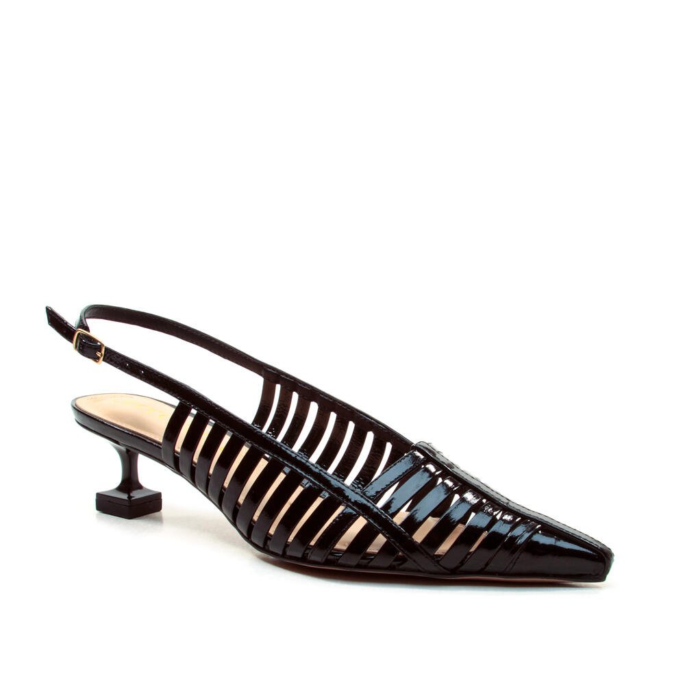 Slingback Couro Preto Salto Baixo Cecconello 2777001-4 Preto 2