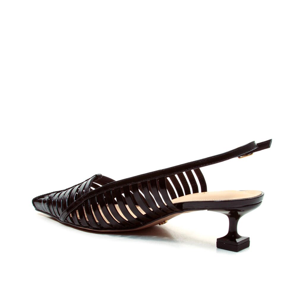 Slingback Couro Preto Salto Baixo Cecconello 2777001-4 Preto 3