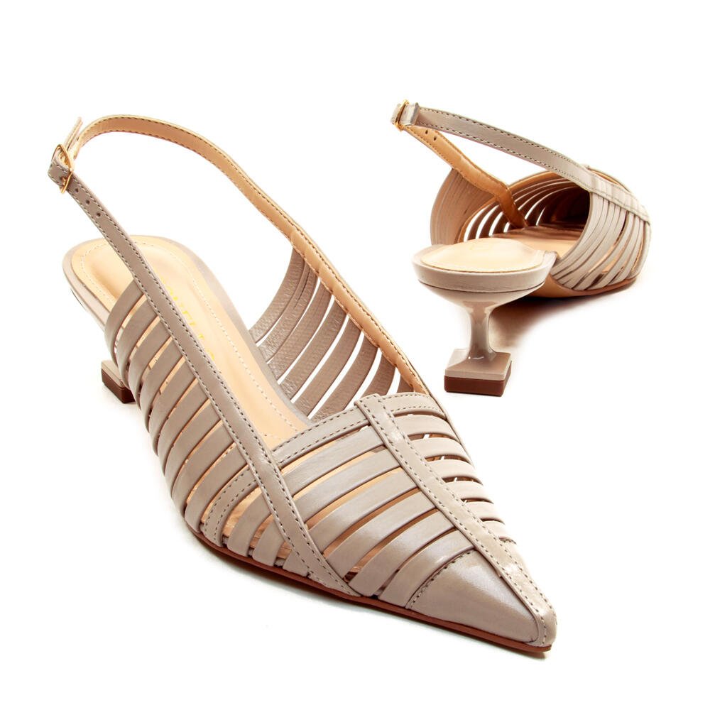 Slingback Couro Nude Salto Baixo Cecconello 2777001-1 Nude 5