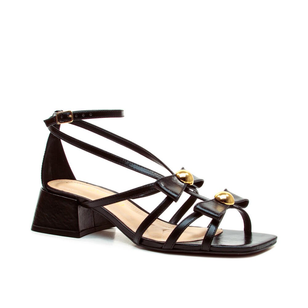 Sandália Couro Preto Salto Bloco Cecconello 2738001-1 Preto 3