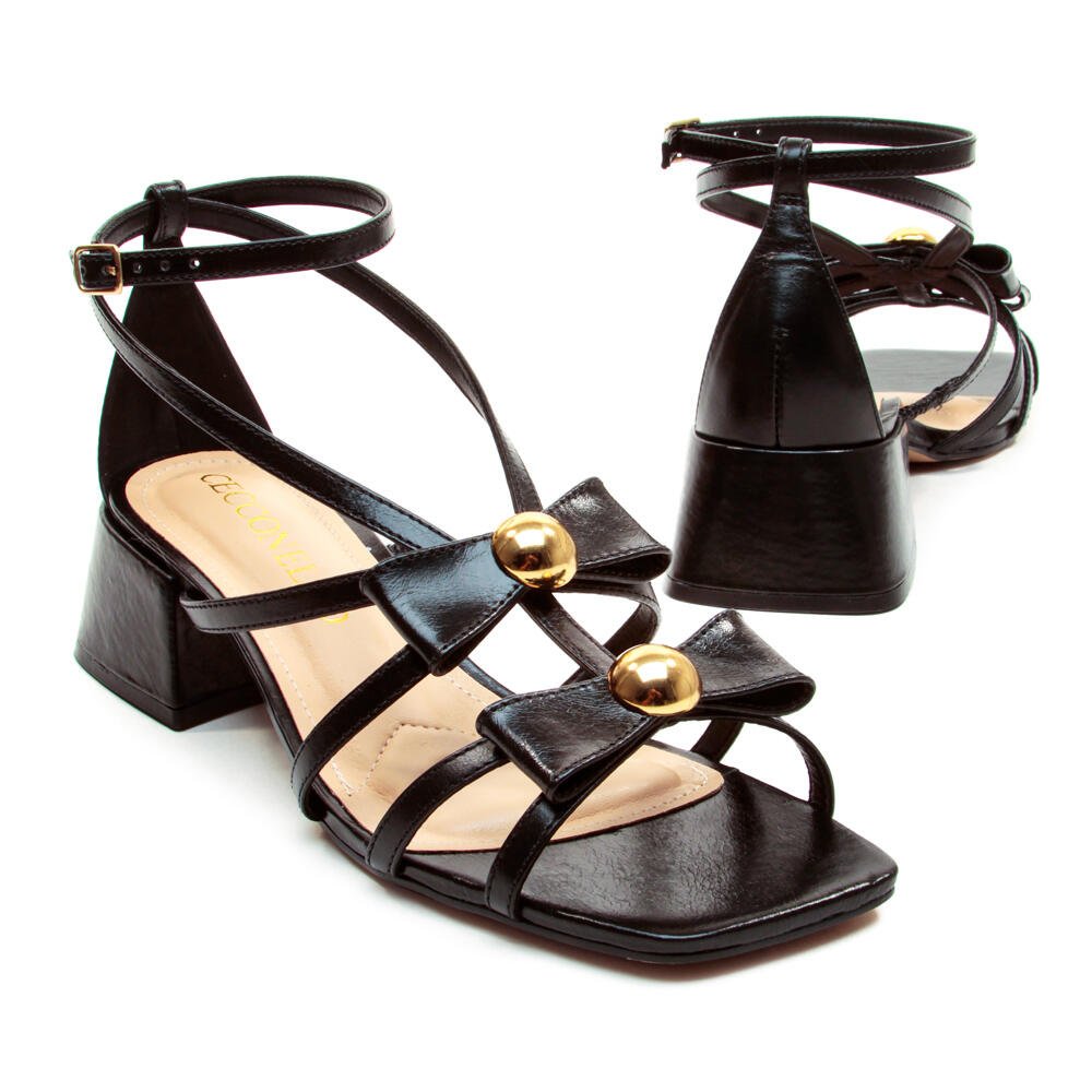 Sandália Couro Preto Salto Bloco Cecconello 2738001-1 Preto 5