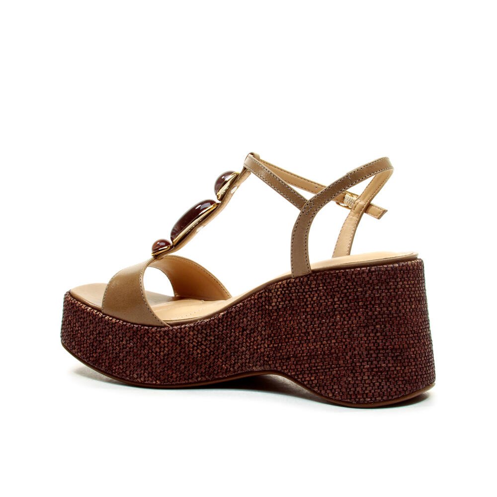 Sandália Plataforma Couro Nude Cecconello 2720002-3 Marrom 4