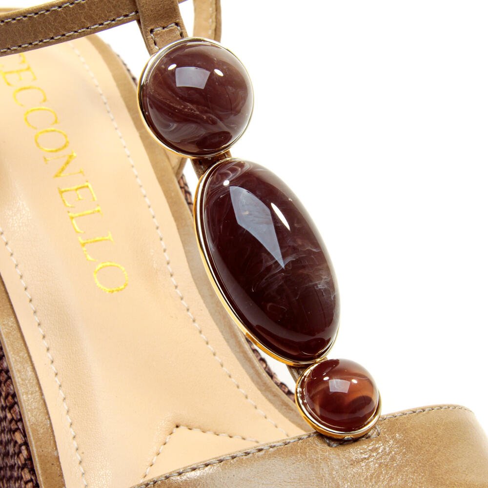 Sandália Plataforma Couro Nude Cecconello 2720002-3 Marrom 5