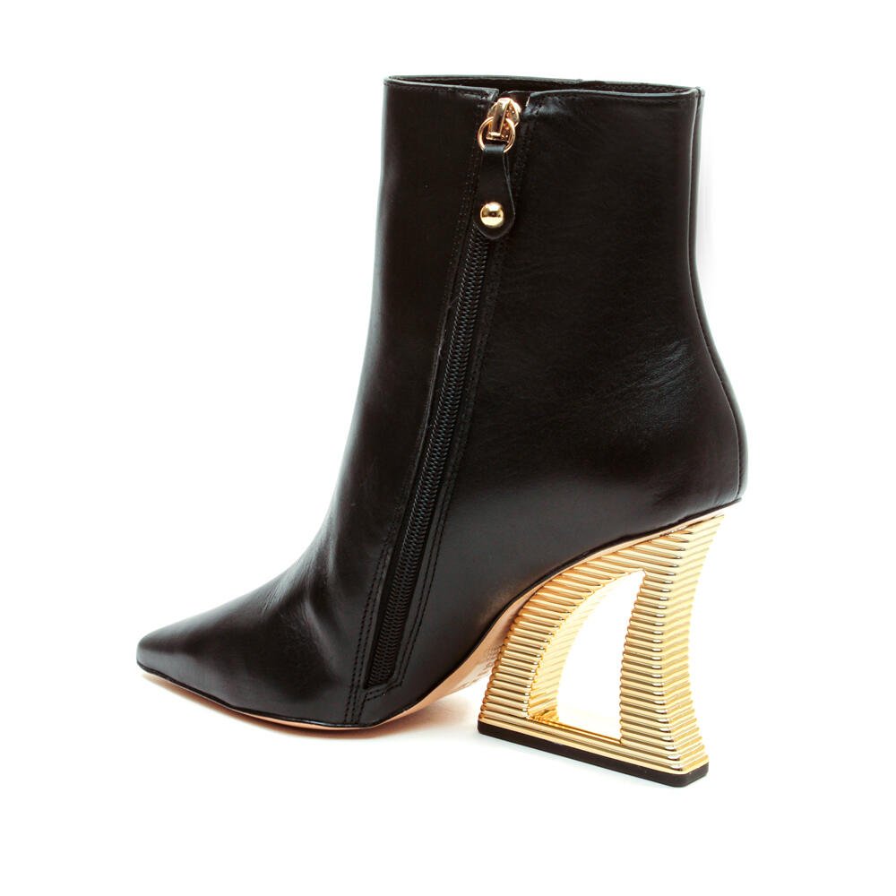 Bota Couro Preto Salto Vazado Cecconello 2443001-3 Preto/Dourado 3