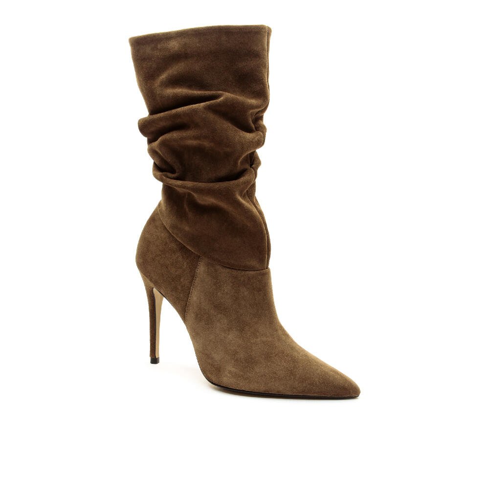 Bota Couro Marrom Cano Médio Slouchy Cecconello 2130006-24 Marrom 2