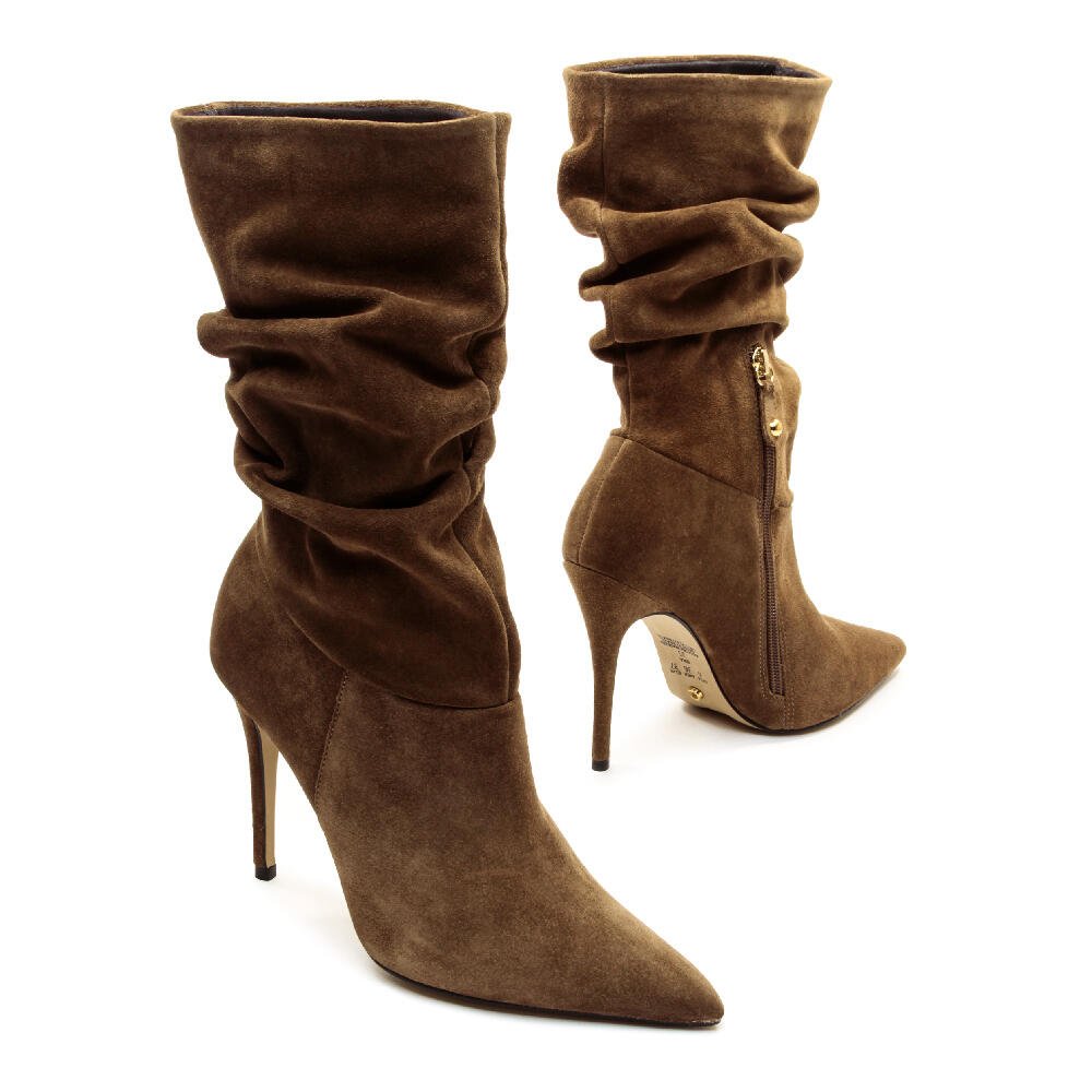 Bota Couro Marrom Cano Médio Slouchy Cecconello 2130006-24 Marrom 4