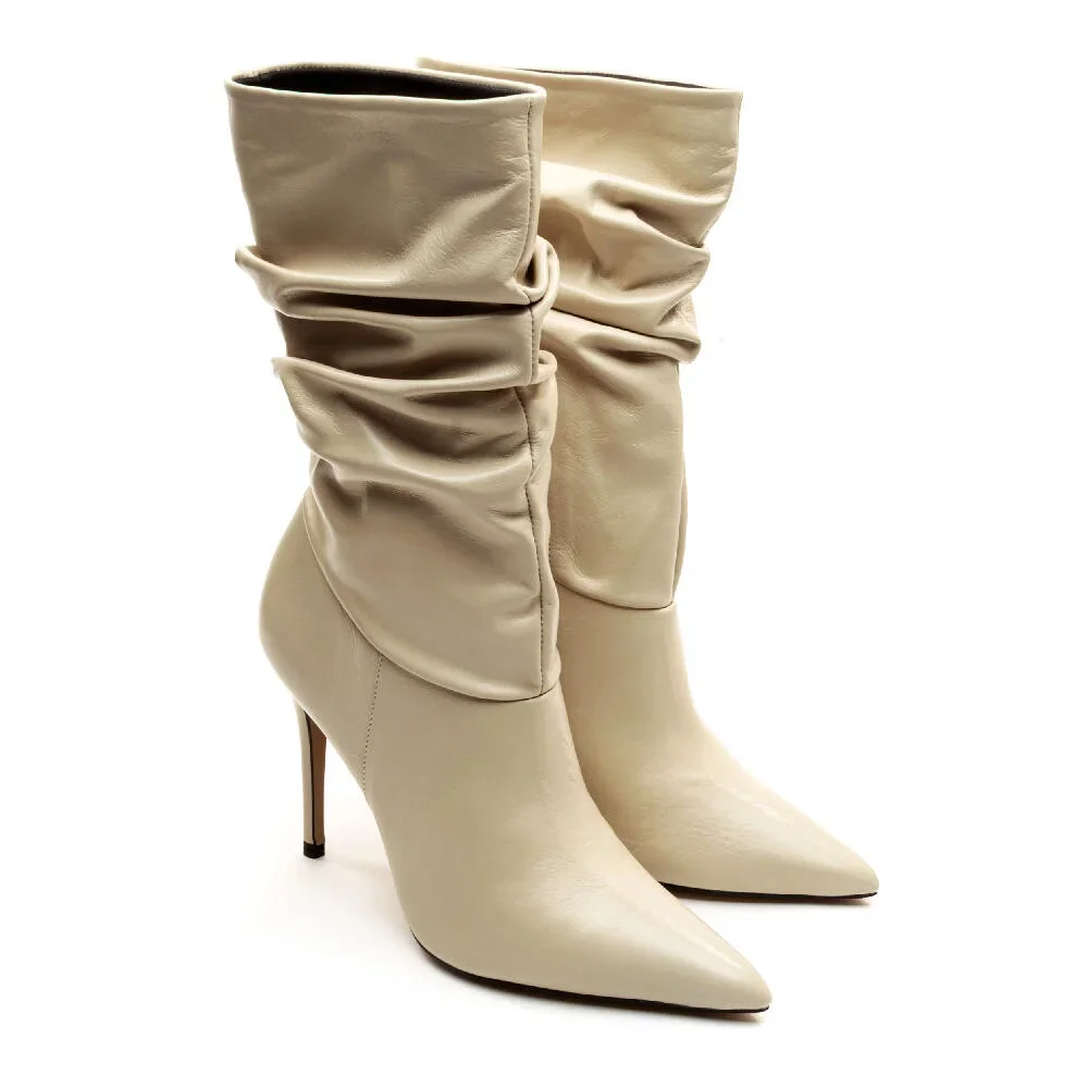  Bota Couro Off White Slouchy Cecconello Ant Off White 2