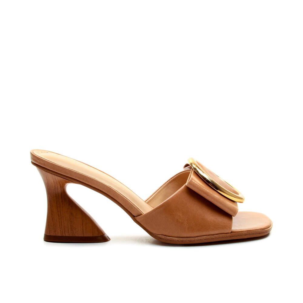 Tamanco Couro Marrom Salto Médio Cecconello 2747008-1