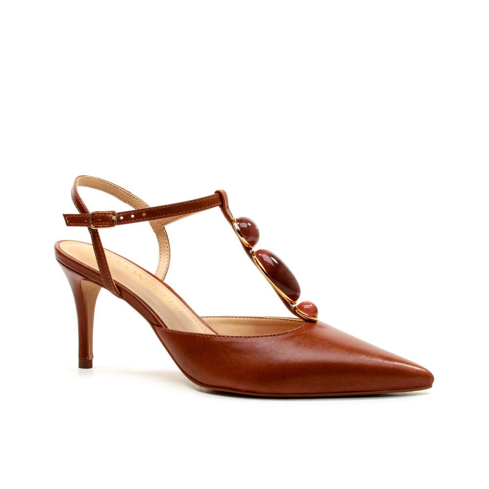 Slingback Couro Marrom Salto Médio Cecconello 2717003-3 Marrom 3