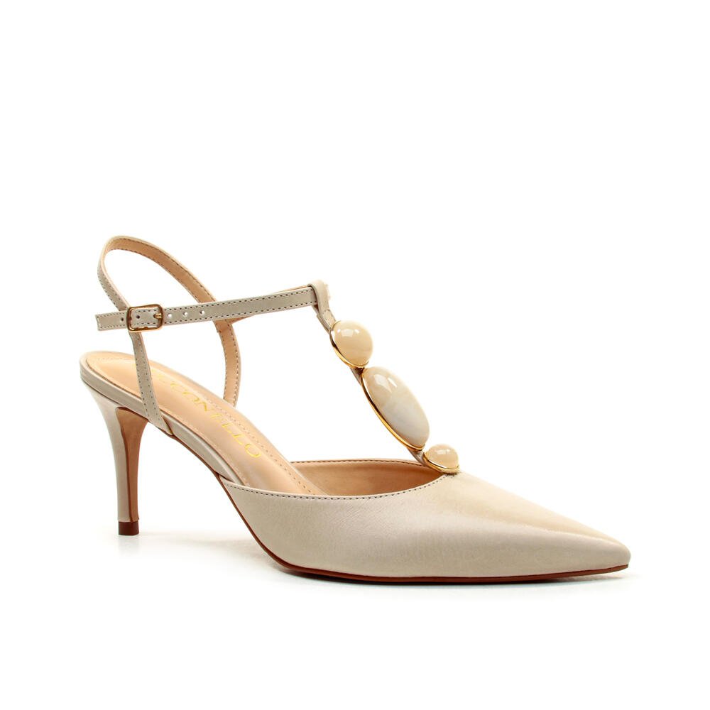 Slingback Couro Off White Salto Médio Cecconello 2717003-2 Off White 3