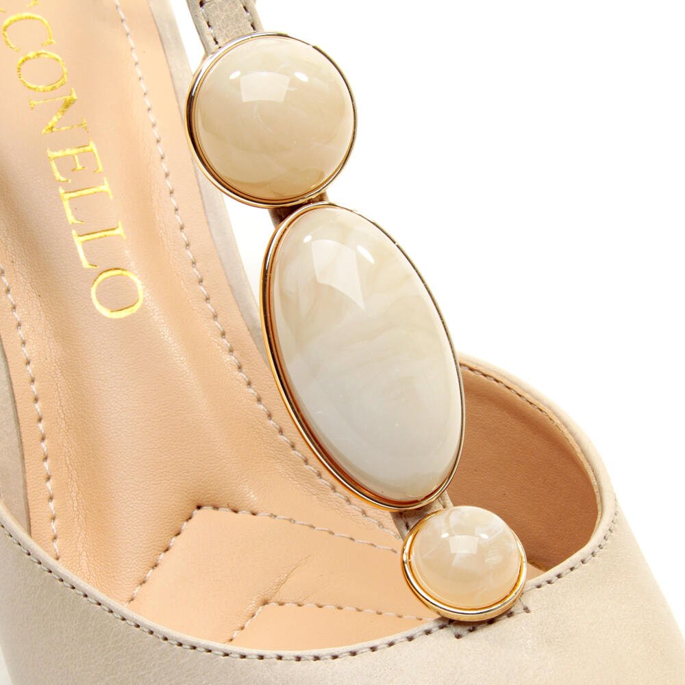 Slingback Couro Off White Salto Médio Cecconello 2717003-2 Off White 5