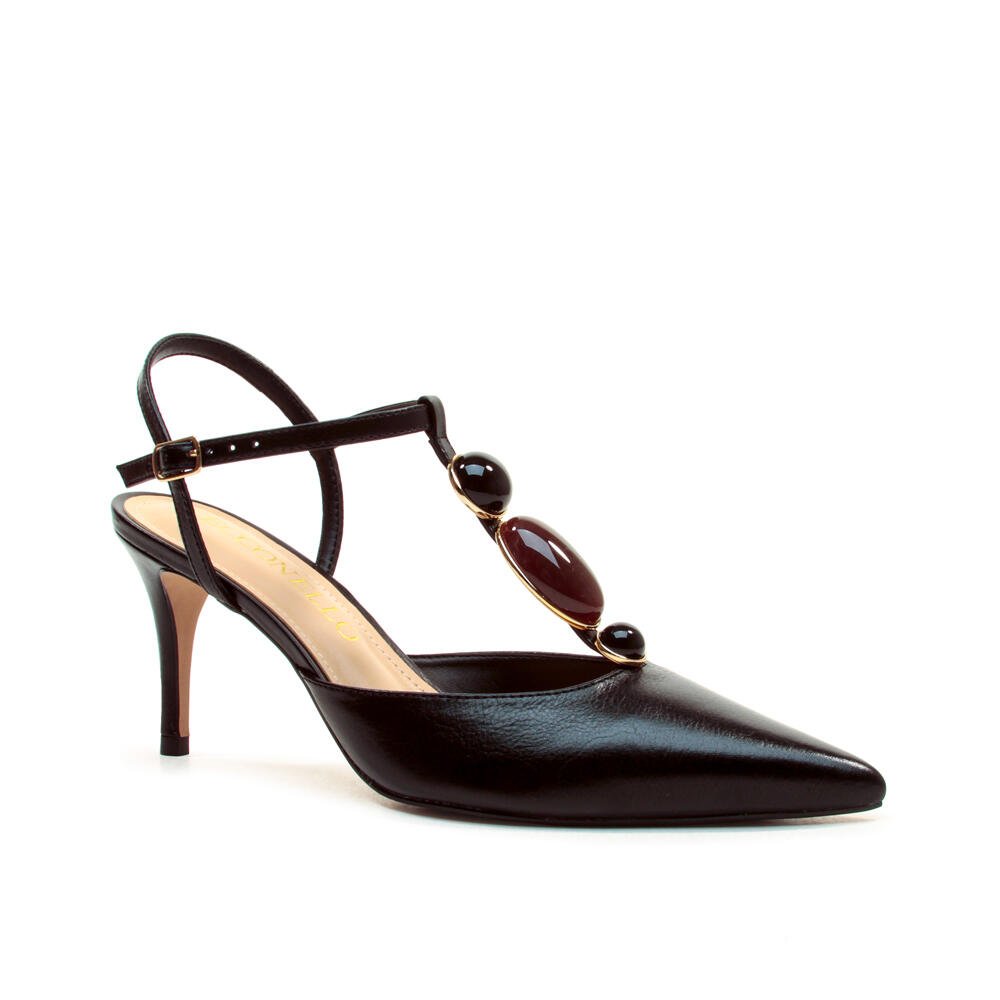 Slingback Couro Preto Salto Médio Cecconello 2717003-1 Preto 3