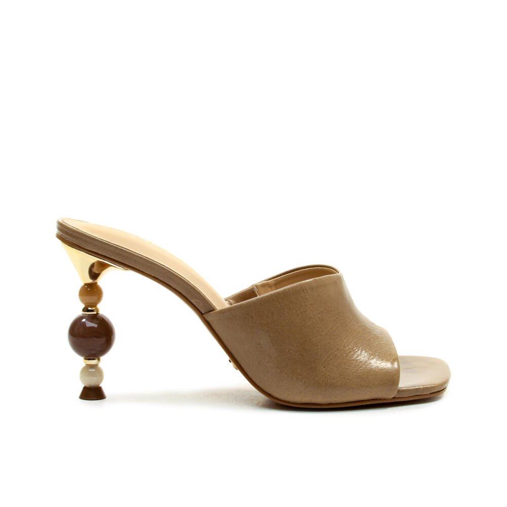 Tamanco Couro Nude Salto Alto Cecconello 2764001-3