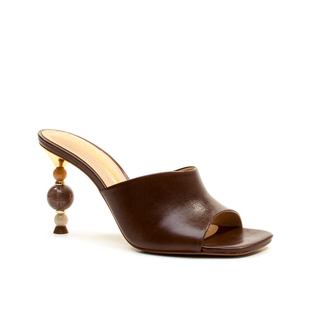 Tamanco Couro Marrom Salto Alto Cecconello 2764001-1 Marrom 3