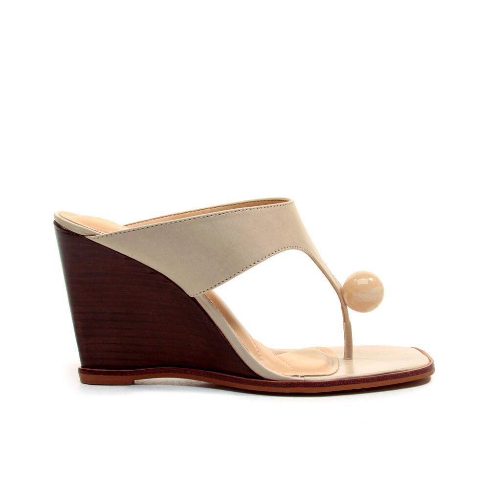 Tamanco Couro Off White Salto Alto Cecconello 2766001-3