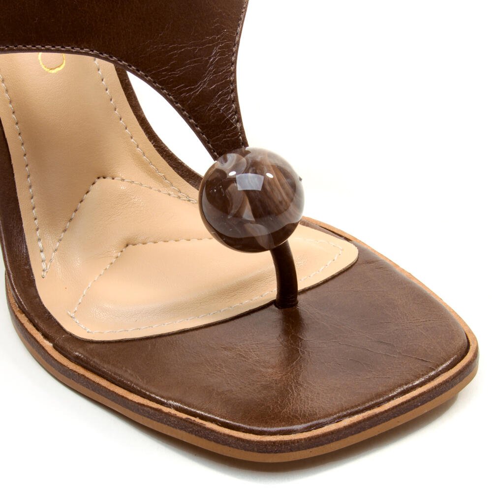 Tamanco Couro Marrom Salto Alto Cecconello 2766001-2 Marrom 5