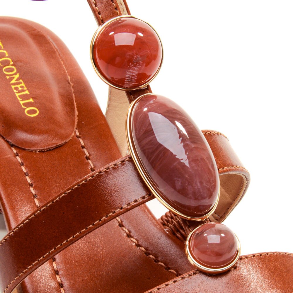 Sandália Couro Marrom Salto Bloco Cecconello 2729005-3 Marrom 5