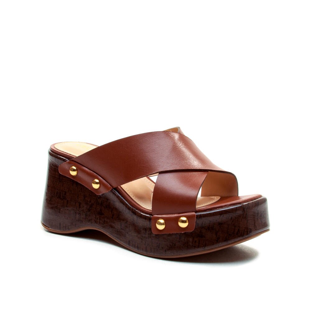 Tamanco Plataforma Couro Marrom Cecconello 2720003-1 Marrom 2