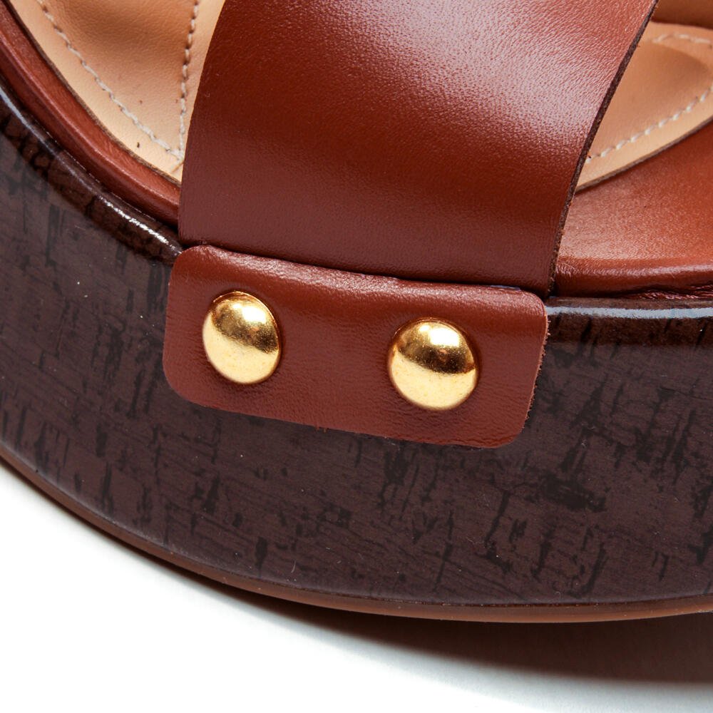 Tamanco Plataforma Couro Marrom Cecconello 2720003-1 Marrom 5